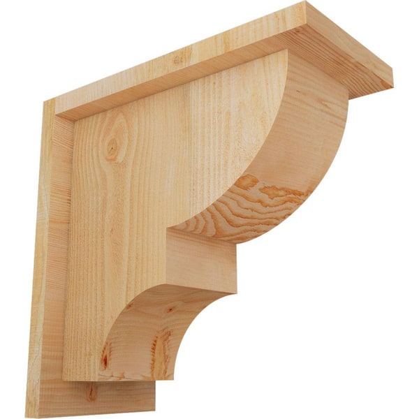 Ekena Millwork 6 in. x 12 in. x 12 in. Douglas Fir Ridgewood Rough Sawn Corbel with Backplate