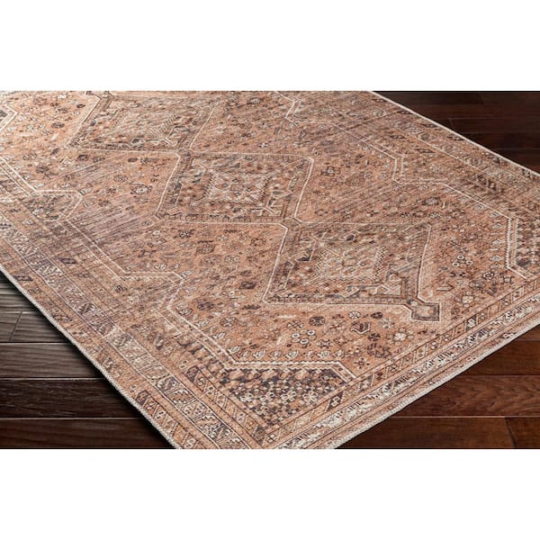 Amaka Burnt Orange Medallion 9 ft. x 12 ft. Machine-Washable Indoor Area Rug