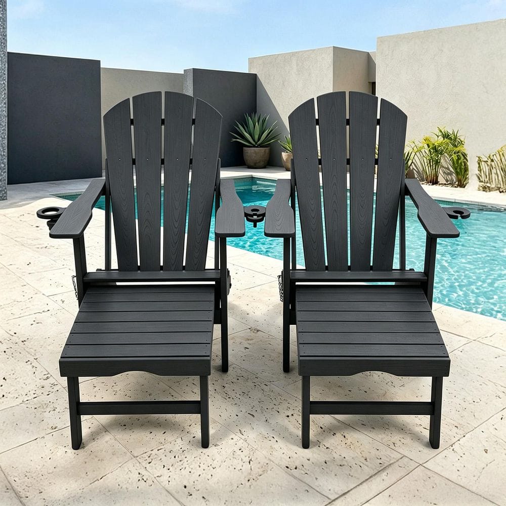 lohasco Gray HDPE Plastic Folding Adirondack Chair with