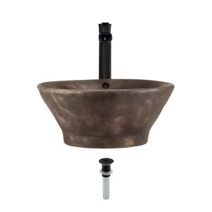 Vessel Sink in Bronze with 731 Faucet and Pop-Up Drain in Antique Bronze