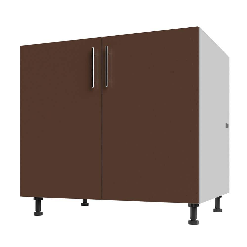 WeatherStrong Miami Dock Brown Matte 36 in. x 27 in. x 34.5 in. Flat Panel Stock Assembled Base Kitchen Cabinet Full Height -  IB3627FH-MDB