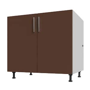 Miami Dock Brown Matte 36 in. x 27 in. x 34.5 in. Flat Panel Stock Assembled Base Kitchen Cabinet Full Height