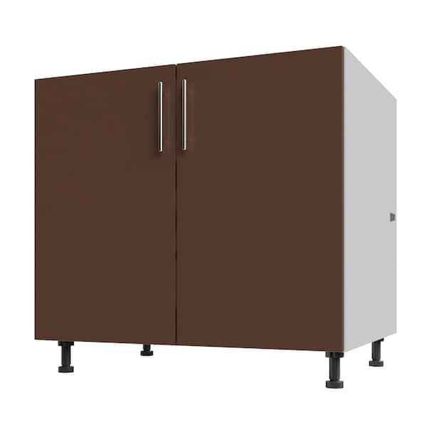 WeatherStrong Miami Dock Brown Matte 36 in. x 27 in. x 34.5 in. Flat Panel Stock Assembled Base Kitchen Cabinet Full Height