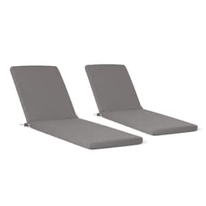 FadingFree (Set of 2) 21.5 in. x 26 in. x 2.5 in. Outdoor Patio Chaise Lounge Chair Cushion Set in Grey