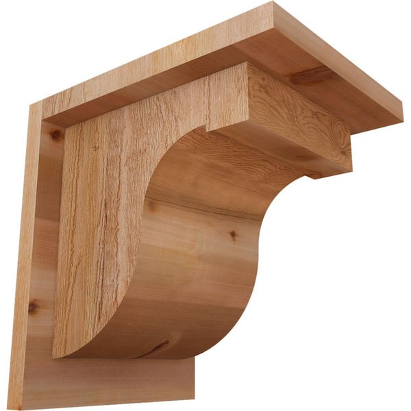Ekena Millwork 8 in. x 10 in. x 10 in. Western Red Cedar Del Monte Rough Sawn Corbel with Backplate