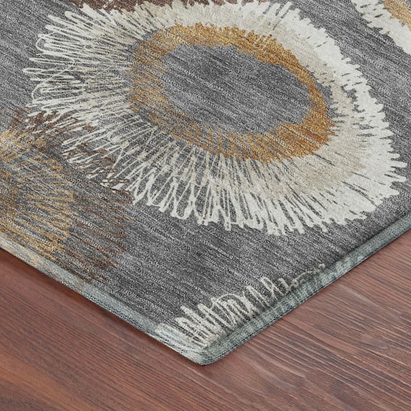 Mayfield Premium Machine Washable Abstract AMF2278 Gray 8 ft. x 10 ft. Area Rug