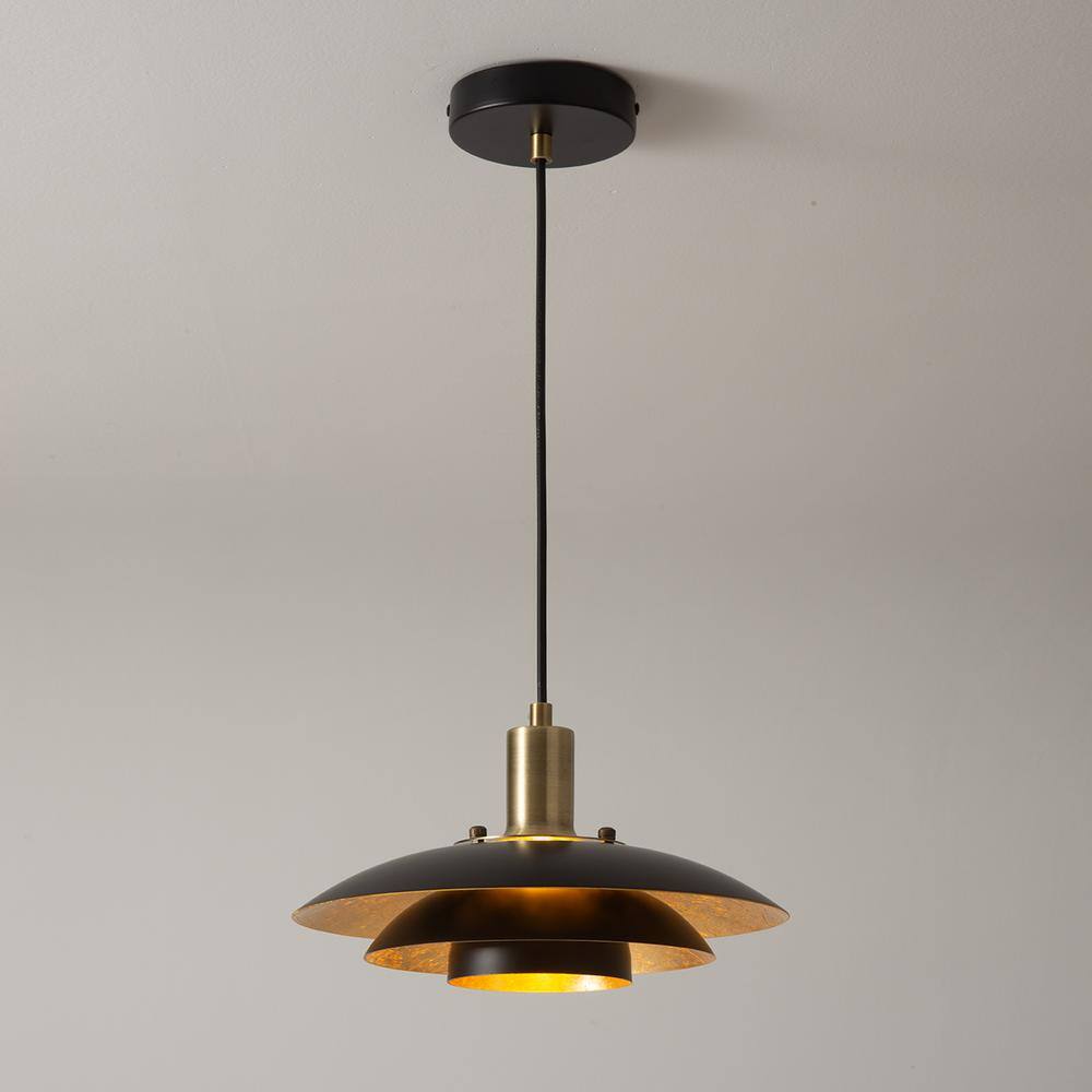 Rancho Mirage Matte Black and Brass Pendant Light