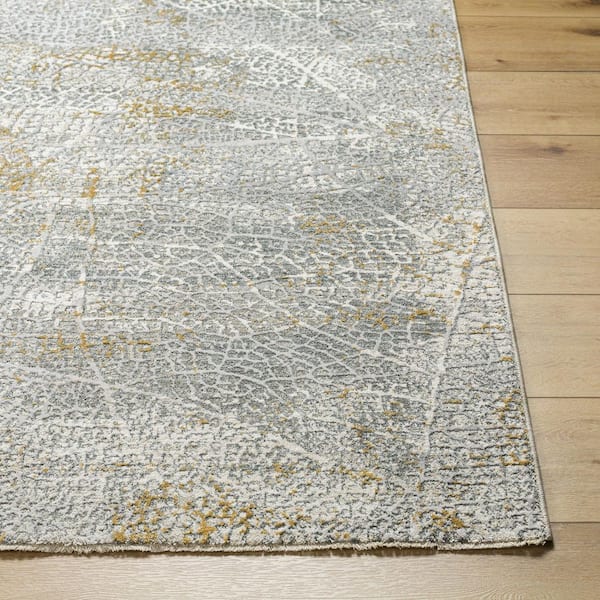 Dresden Medium Gray Modern Botanical 9 ft. x 12 ft. 2 in. Area Rug
