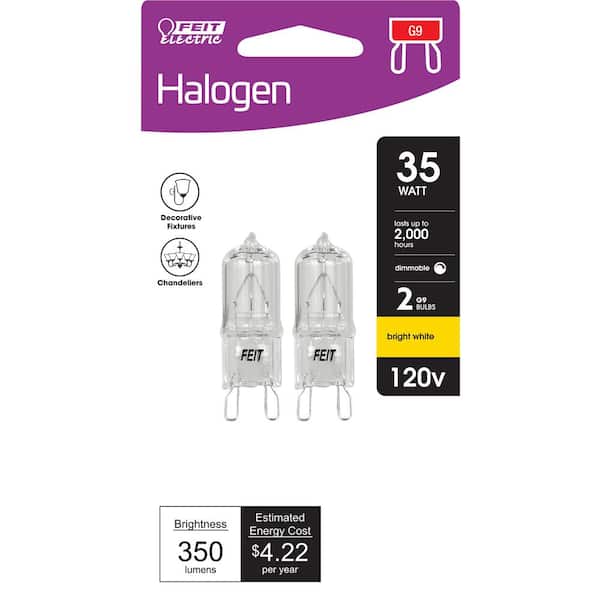 5-Pack G9 Halogen Bulbs – 35W, 120V, Bi-Pin Base, 2700K Warm White – Dimmable, Long Life – For Under-Cabinet, Outdoor, Microwave, Oven & More