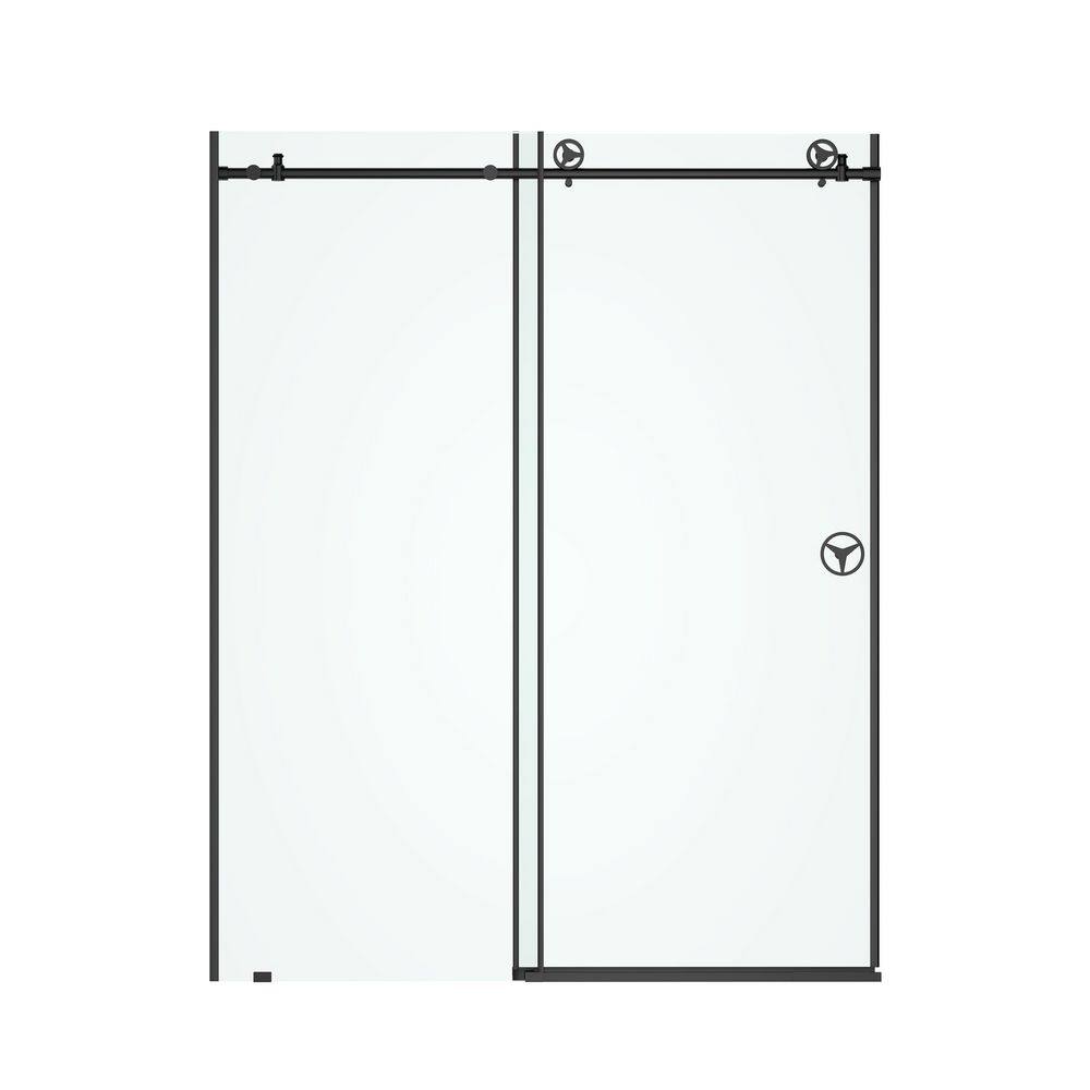 56 in. to 60 in. W x 76 in. H Sliding Frameless Shower Door in Matte Black with Clear Glass price history on PriceWatchPro