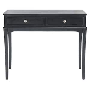 Opal 13 in. Black Rectangle Wood Console Table with Drawer