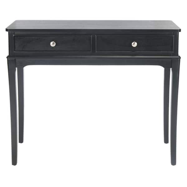 SAFAVIEH Opal 13 in. Black Rectangle Wood Console Table with Drawer