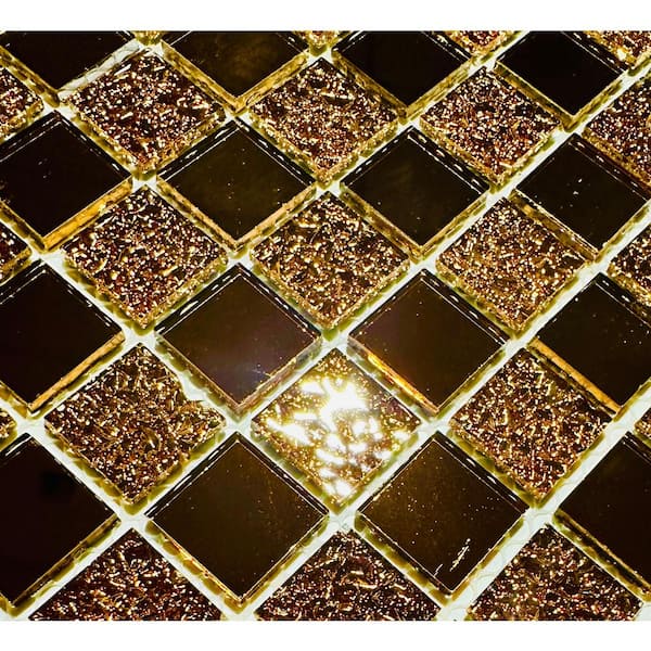 Reflections Gold 12 in. x 12 in. Square Glass Mirror Mosaic Wall Tile (11 sq. ft./Case)