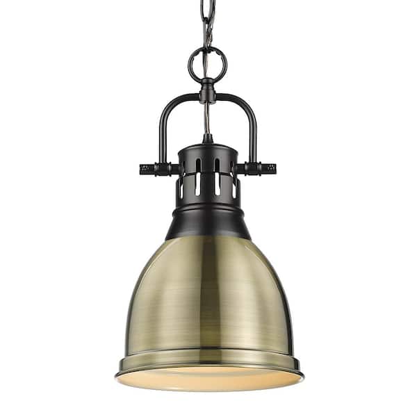 Duncan 1-Light Matte Black Standard Mini Pendant with Metal Shade
