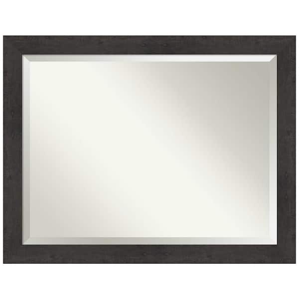 Amanti Art Rustic Plank Espresso 45.5 in. H x 35.5 in. W Framed Wall Mirror
