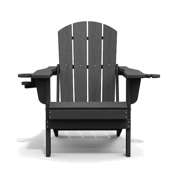 Unbranded Comfortable Gray Folding Composite Adirondack Chairs Without Cushion (Set of 1)