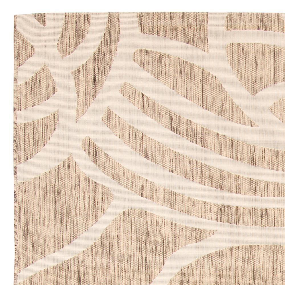 Coffee and Sand Floral Low Pile Indoor/Outdoor Area Rug