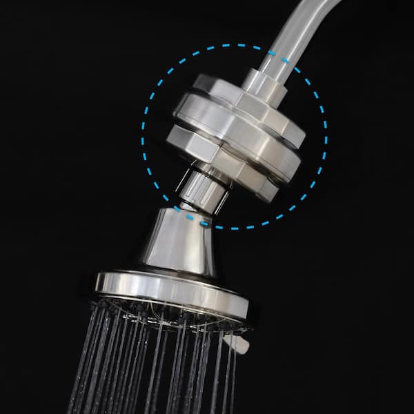 VivaSpring 1/2 in. Universal In-Line KDF Water Filtration System Compact Shower Filter in Brushed Nickel