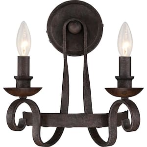 Noble 2-Light Rustic Black Wall Sconce