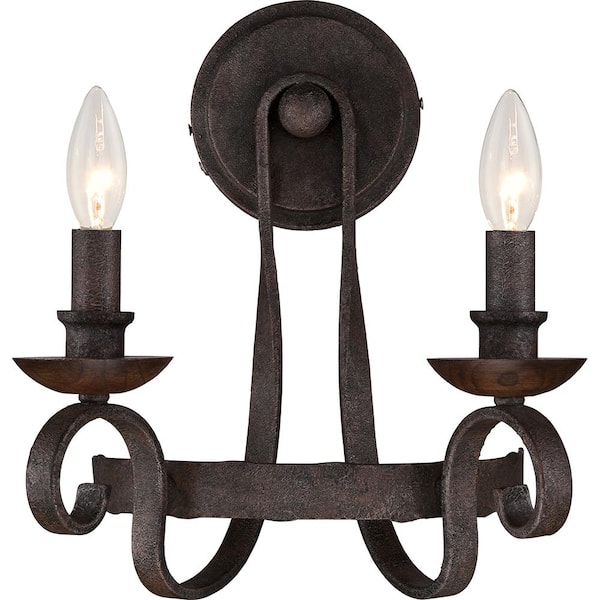 Quoizel Noble 2-Light Rustic Black Wall Sconce
