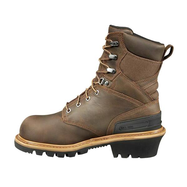 Carhartt Men s Woodworks Waterproof 8 Work Boots Composite Toe Brown Size 8 W CML8369 08W The Home Depot