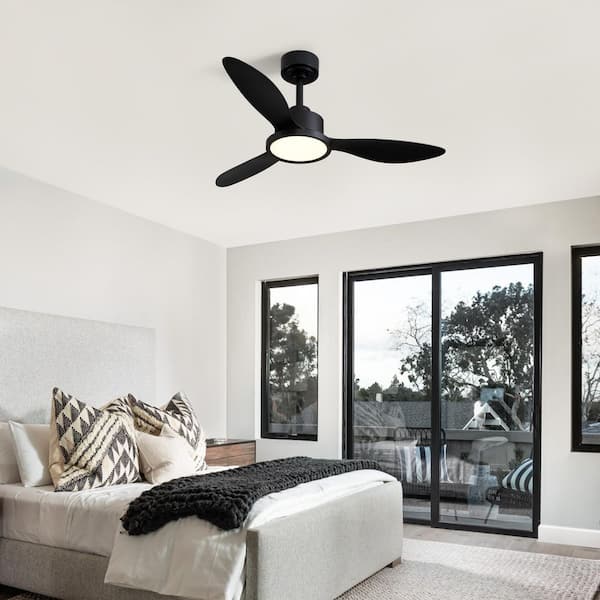 42 in. Smart Indoor Dimmable Integrated LED Black 3 Blades Ceiling Fan with Light Kit and Remote Control