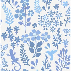 Karina Blue Meadow Paper Non-Pasted Matte Wallpaper