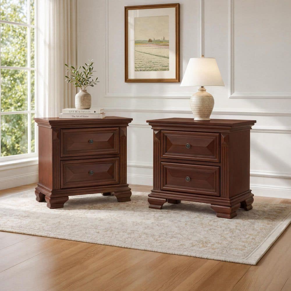 新品未使用 bush de brunt E-table タン tan OrangeOne Dark Brown 2-Drawers Storage 28.2 in. W Nightstand