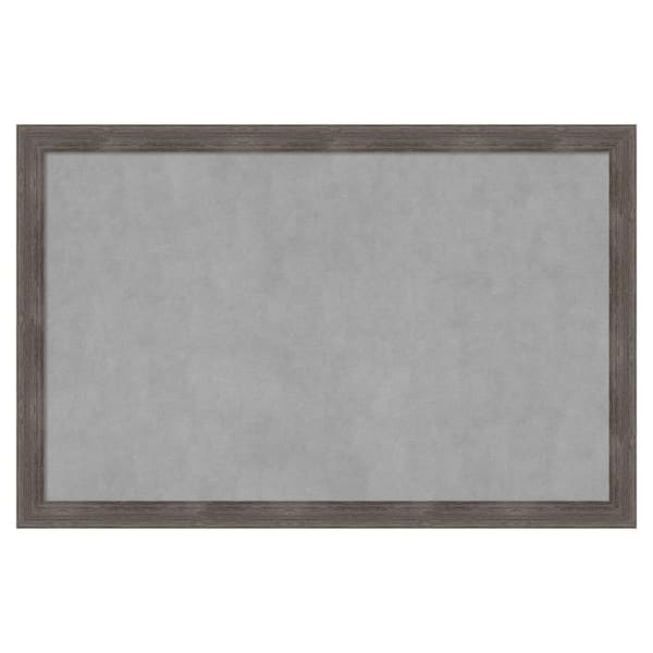 Amanti Art Pinstripe Lead Grey 35 in. x 23 in Framed Magnetic Board