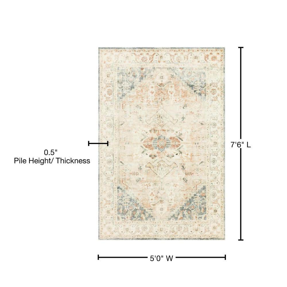 Ivory Elegance 5' x 7'6" Synthetic Stain-Resistant Area Rug