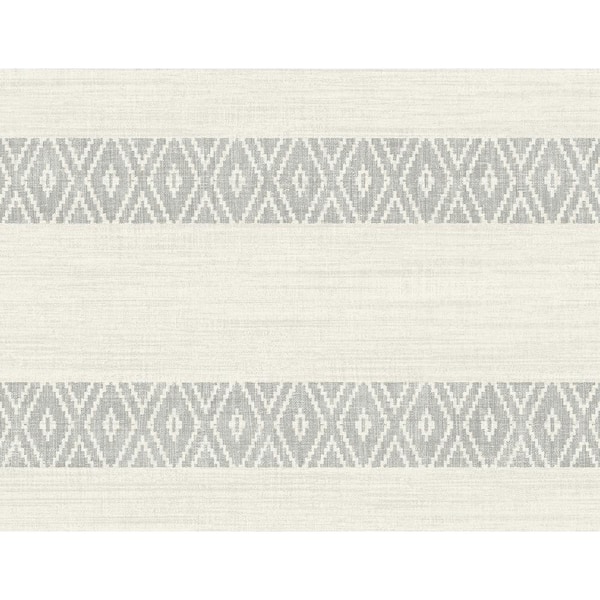 LILLIAN AUGUST 60.75 sq. ft. Coastal Haven Fog Alani Geo Stripe Embossed Vinyl Unpasted Wallpaper Roll