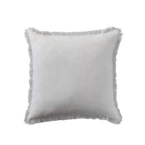 Ivory Color Stonewashed Polyester 20 in. x 20 in. Throw Pillow