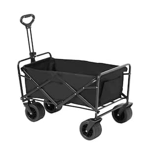 Collapsible Folding Wagon 3 cu.ft Steel Beach Wagon Cart with All-Terrain Wheels Heavy-Duty Folding Wagon Garden Cart