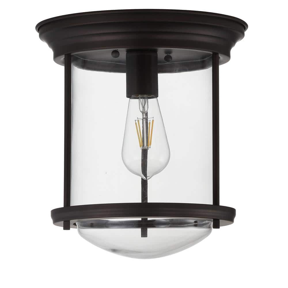 Harbor-Inspired 10.25" Oil Rubbed Bronze Glass LED Ceiling Light