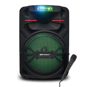 Portable 12 in. Bluetooth Party Speaker with Disco Lights Microphone Input, FM Radio and Rechargeable Battery (EDS-1200)