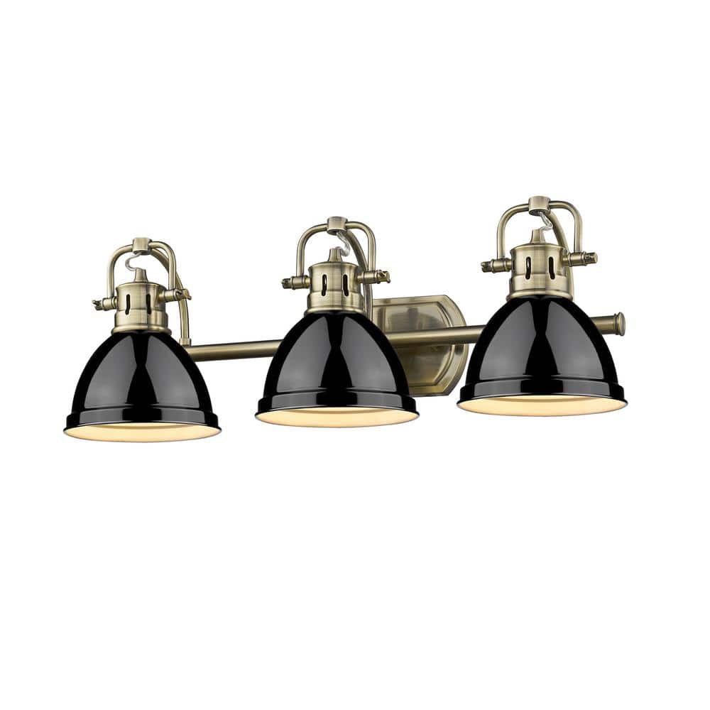 Duncan AB 3-Light Aged Brass Bath Light with Black Shades price history on PriceWatchPro
