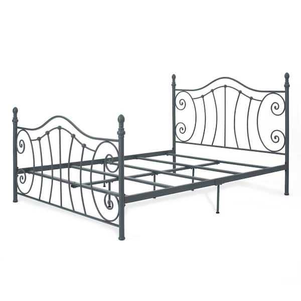 Noble House Ethan Dark Gray Queen Metal Bed Frame