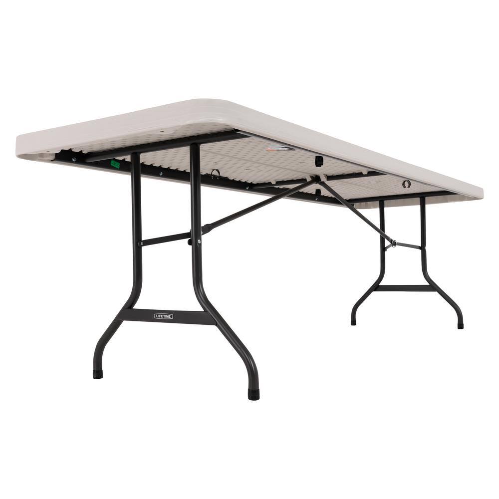 Almond 8-Foot Rectangular Folding Banquet Table with Metal Frame