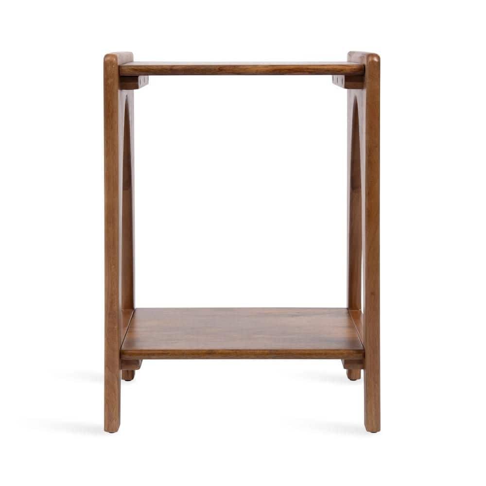 Aarstad 16 in. Walnut Brown Rectangle Solid Wood End Table - thumbnail 7