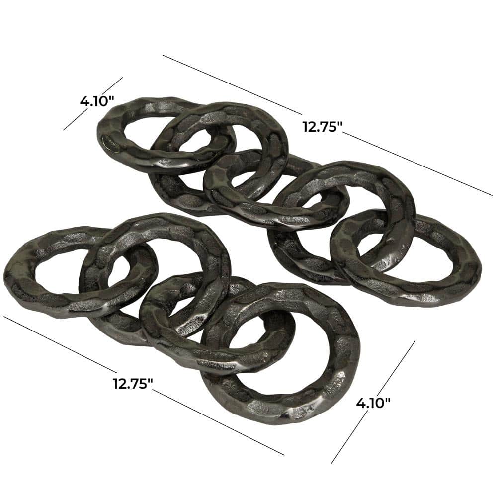 CosmoLiving 12.75" Black Aluminum Modern Chain Sculpture Set