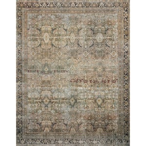 Layla Olive/Charcoal 2 ft. 3 in. x 3 ft. 9 in. Distressed Oriental Printed Area Rug