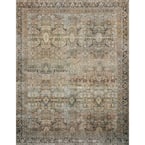 Layla Olive/Charcoal 7 ft. 6 in. x 9 ft. 6 in. Traditional 100% Polyester Runner Rug