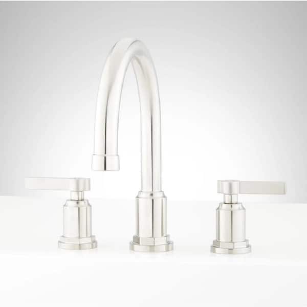 SIGNATURE HARDWARE Greyfield 2-Handle Deck-Mount Roman Tub Faucet with Valve in Brushed Nickel