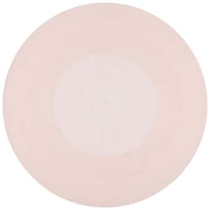 Cape Cod Pink 5 ft. x 5 ft. Solid Color Border Round Area Rug
