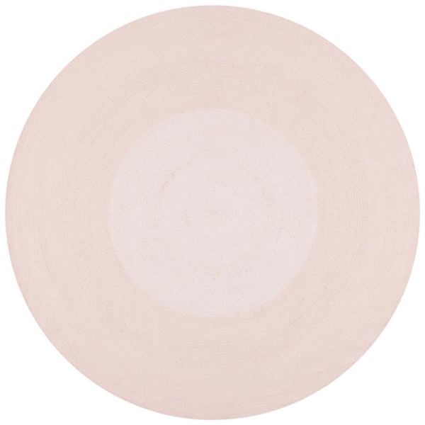 SAFAVIEH Cape Cod Pink 5 ft. x 5 ft. Solid Color Border Round Area Rug