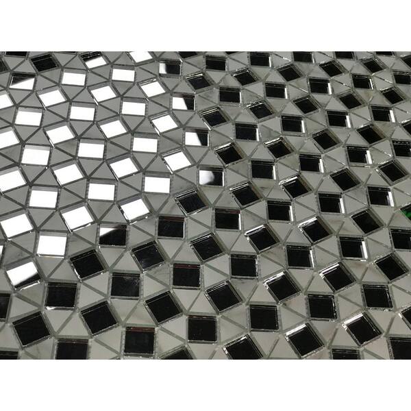 Abolos Musico 10-Pack Bianco Carrara Gray/Multi 12-in x 12-in Multi-Finish Glass Marble Look Wall Tile