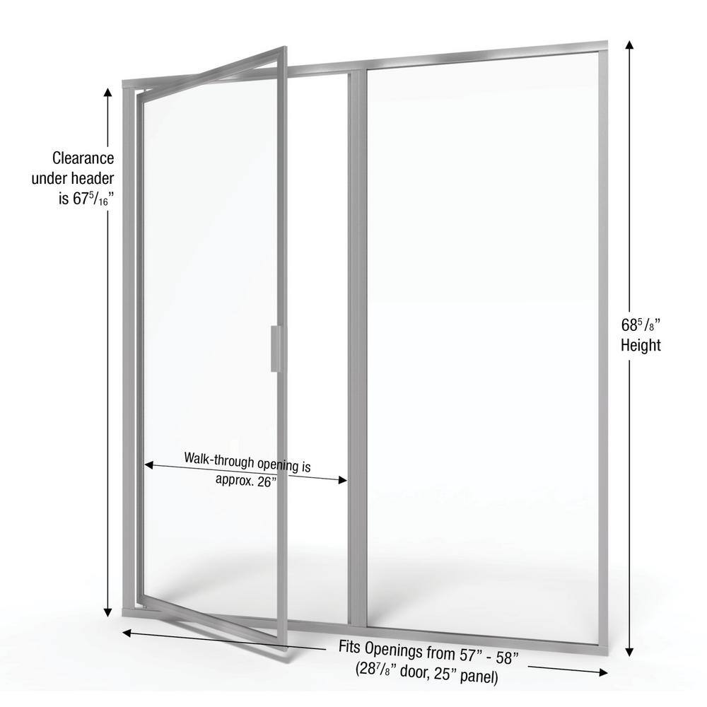 Deluxe 58" Brushed Nickel Framed Shower Door with Clear Glass