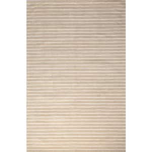Contempo Brentwood Beige 4 ft. x 6 ft. Striped Contemporary Accent Rug
