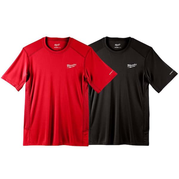 Men's X-Large Black and Red WORKSKIN Light Weight Performance Short Sleeve T-Shirt (2-Pack)