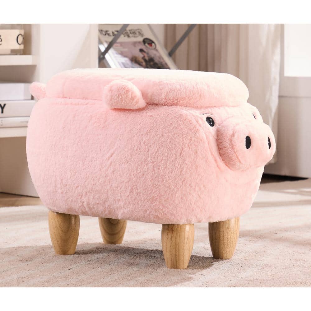 Home 2 Office Pink Pig Fabric Polyester Upholstered Animal Storage